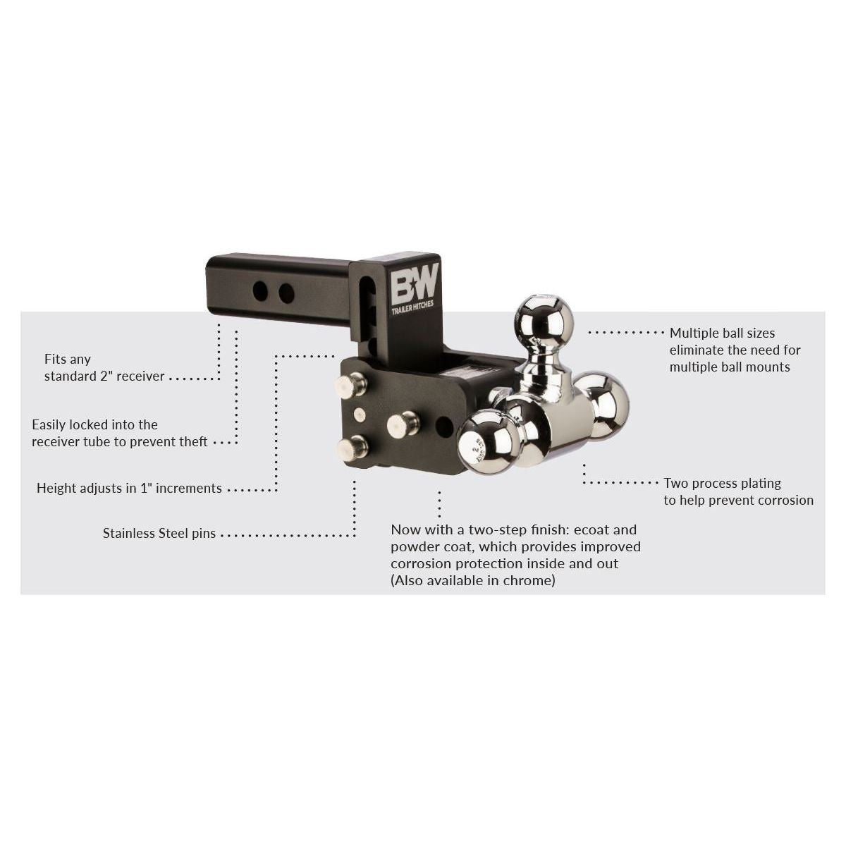 B&W Tow and Stow Ball Mount - 2" Shank